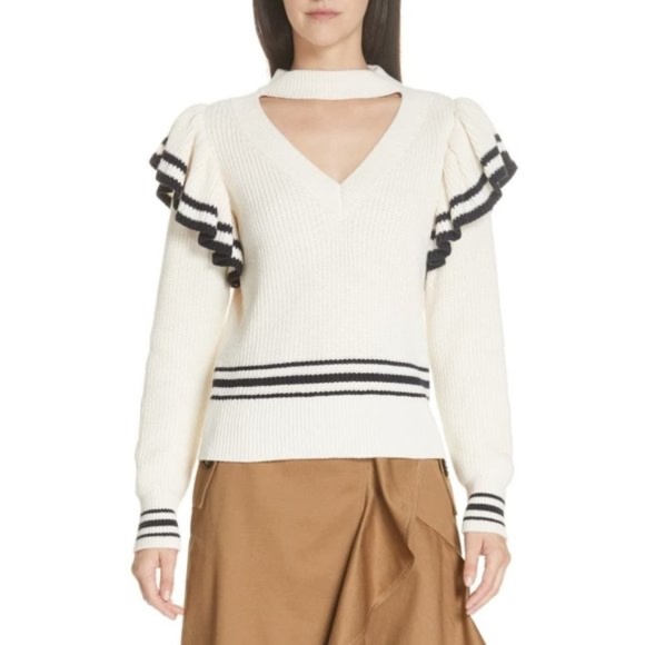 Self-Portrait Ivory Wool Blend Sweater  M New - Picture 6 of 10